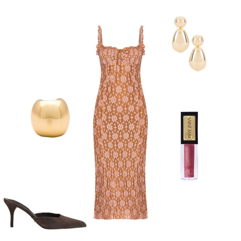 Free People Brown and Pink Floral Midi Dress - Picture 9 of 17